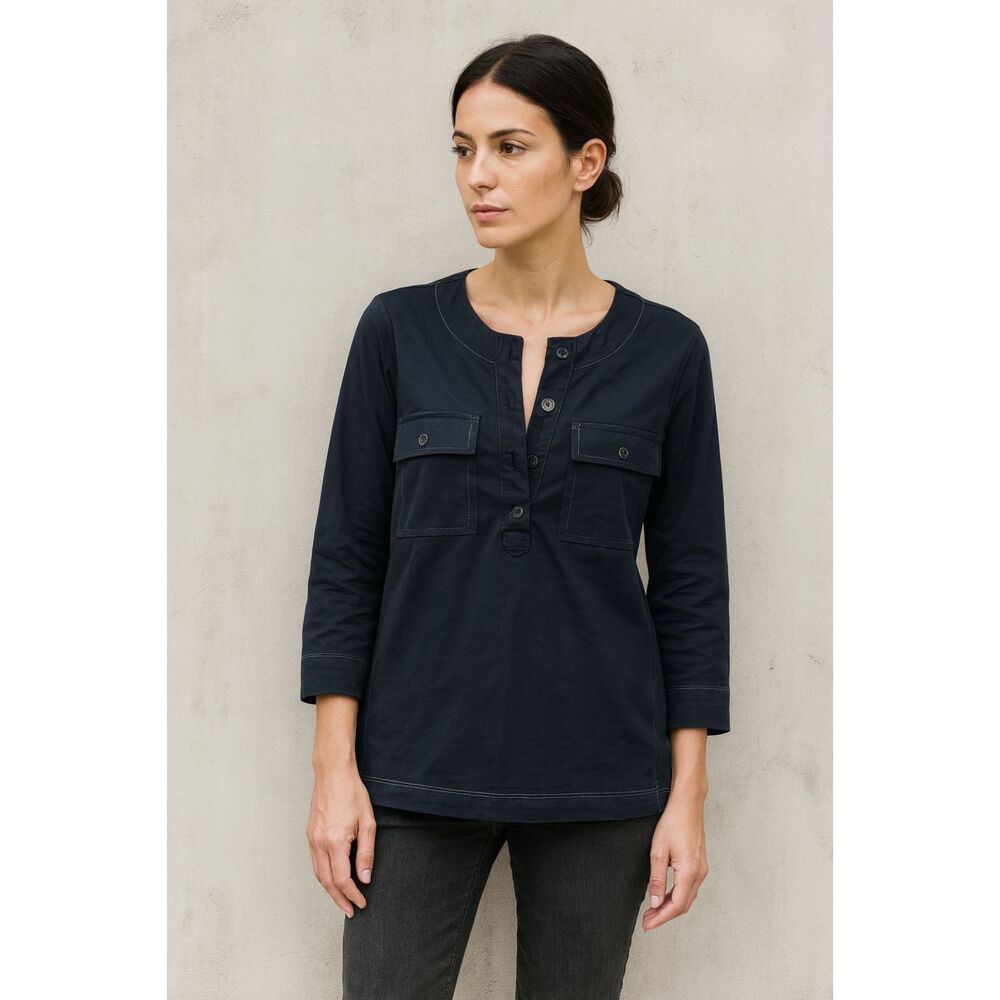 JAMES PERSE Los Angeles Black 100% Cotton Tunic Top Blouse Shirt  Women's Size 2